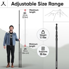 Green Elephant Camping Tarp Poles – 2ft. 9.5 in. x 8ft. 2.8 in., 2