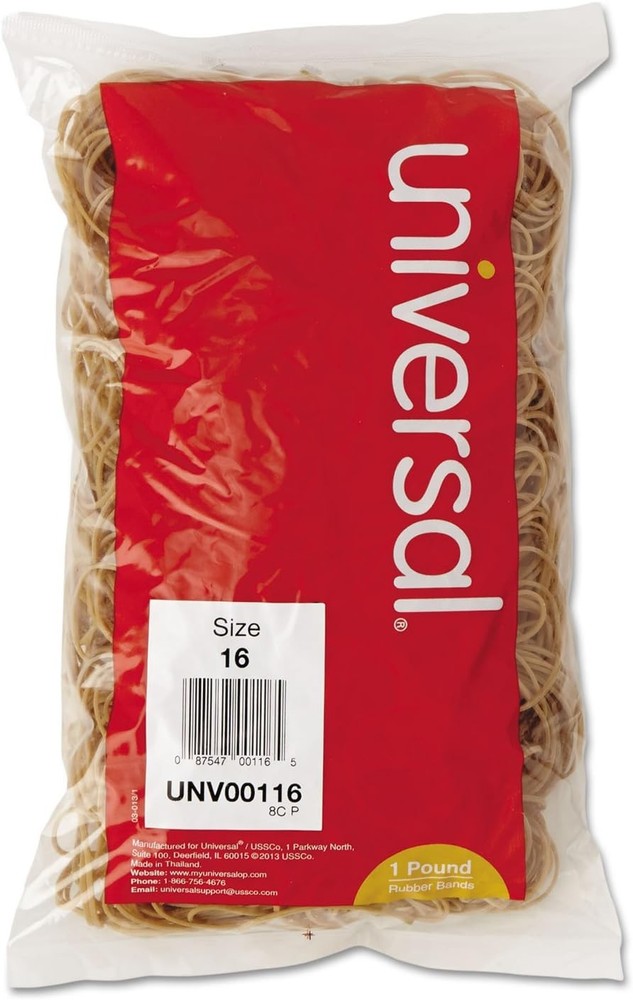 Universal Rubber Bands, Size 16, 1lb Pack 1 Lb, Beige