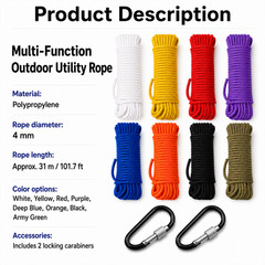 4mm Paracord Braided – Climbing Rope Emergency Rope Survival Accessories Rescue Rope