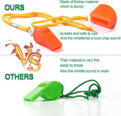 7 Pack Whistles, Coaches Whistles with Lanyard Sports Whistle Loud Crisp Sound W
