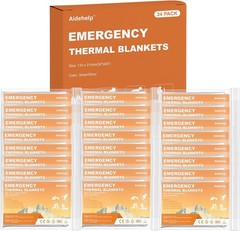 24 Pack Mylar Emergency Blankets – Thermal Survival Space Blankets for Camping,