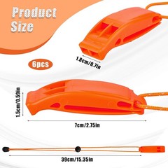 6Pcs Emergency Whistle Survival Whistles Loud Marine Safety Whistle with Adjusta
