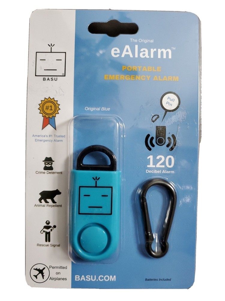 BASU- THE ORIGINAL E-ALARM PORTABLE EMERGENCY ALARM 120 DECIBEL-ORIGINAL BLUE