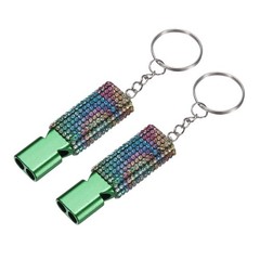 Bling Whistle, 2 Pcs&Multicolor Rhinestone/ Green Whistle
