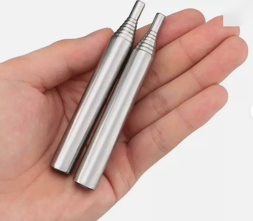 2pcs Portable Emergency Fire Starter Stainless Steel Blow Fire Tube Fire Tools
