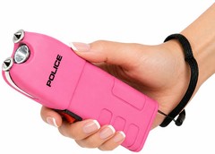 POLICE Stun Gun 928 Max Volt Heavy Duty Rechargeable LED Flashlight Pink