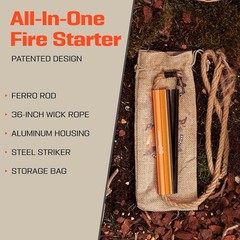 Durable Fire Starter Tool with Wick Rope – Ideal for Bushcraft & Survivalists
