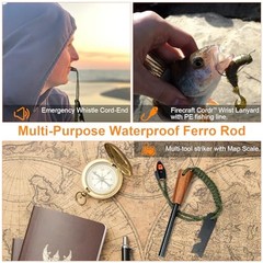 Fire Starter Survival Tool – Handmade Wooden Handle 3/8″» Thick Ferro Rod Green