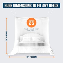 Ultra Large Mosquito Net with Carry Bag | 2 Openings, Ideal for Camping & Patio