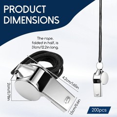 MySHUCE 200 Pcs Stainless Steel Whistle with Lanyard