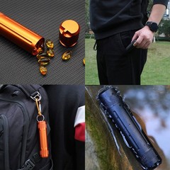Aluminum Airtight EDC Accessory Case, Fob Capsule Keychain, Waterproof Match …