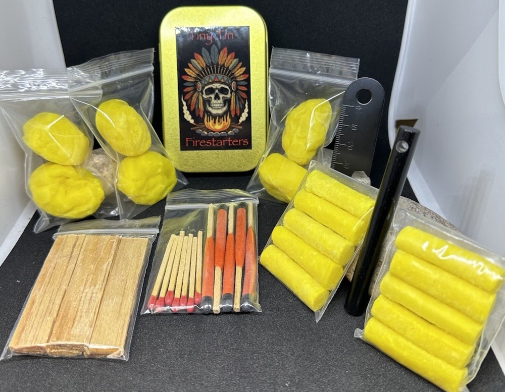 Fire Starting Kit Ferro Rod Prepper SHTF Fat Wood Fire Plugs Bug Out Bag Hiking