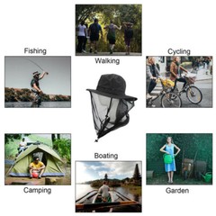 Mosquito Head Face Net Hat Bee Insect Bug Protection Hidden Mesh Fishing Sun Cap