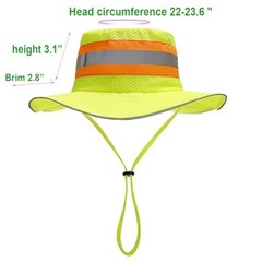 High Visibility Reflective Sun Hat Neon Safety Boonie Hat Wide Brim Mesh Green