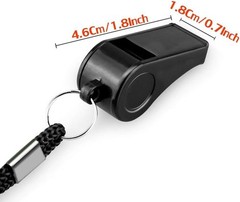 Plastic Sports Whistles 2 Packs Black Loud Crisp Sound with Lanyard for Coaches