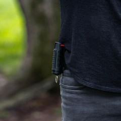 Police Magnum pepper spray .50oz black molded keychain QR defense protection