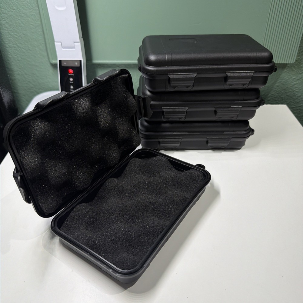 Lot Of 4 Black Plastic Portable Box With Foam Inserts 5.75 X 3.5 Internal Space
