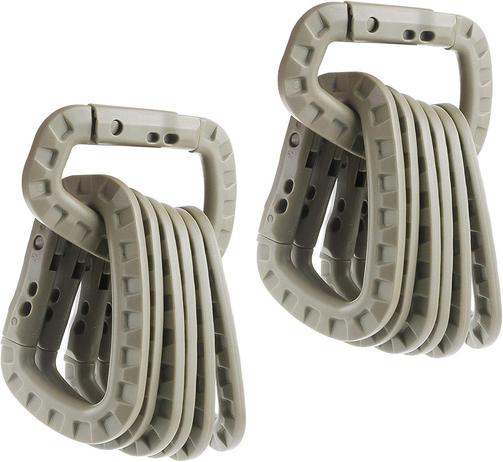 Tactical Carabiner Keychain 12 Pack – Heavy-Duty Polymer D-Ring Clips, Lightweig