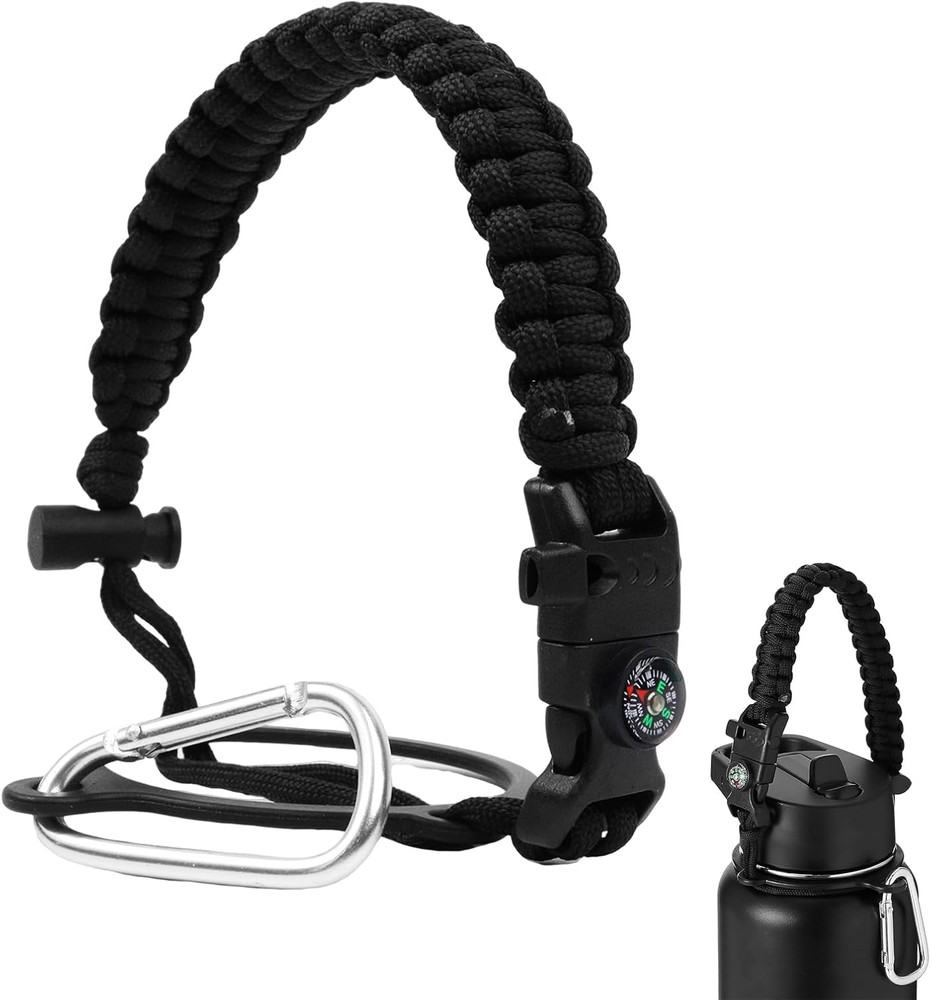 Water Bottle Handle Strap Paracord Handle Strap Cord with Carabiner Fits Wide Mo