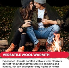 Military Wool Blanket 95% Wool Washable Perfect Outdoors Picnics Travel Car &