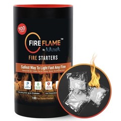 Waterproof Fire Starter Packets – 100 Odorless, Non-Toxic Pouches for Camping, B
