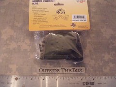 US Military Sewing Kit, OLIVE Nylon, w/Folding Scissors, Emergency/Survival, EDC