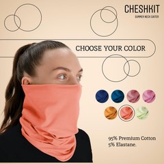CheshKit Organic Cotton Breathable Summer Neck Gaiter Medium, Living Coral