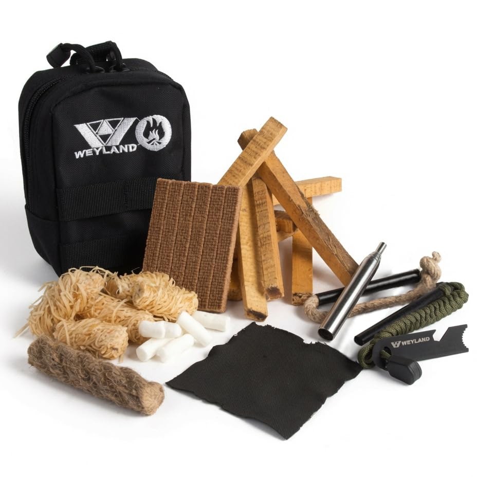 WEYLAND Bushcraft Fire Starting Kit – Ferro Rod & Magnesium Starter black
