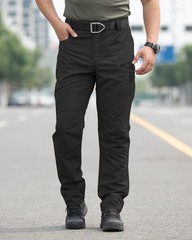 Men’s Stretch Tactical Pants,Water Resistant Ripstop Cargo Medium, Black