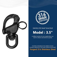 Black Snap Shackle 316 Stainless Steel Swivel Quick Release Boat Hardware