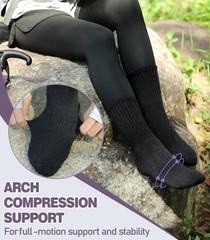 DYW Merino Wool Hiking Socks for Women Men Thermal Warm Winter Medium, Black