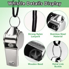 12 Pack Stainless Steel Coach Whistle with Lanyard for Adults Referees Officials