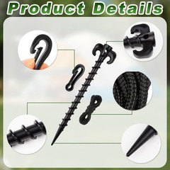 Qumenan 48 Pieces Plastic Inflatable Stakes Set Tent black