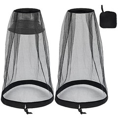 Mosquito Head Net Mesh with Drawstring, Bug Face Netting for Hats
