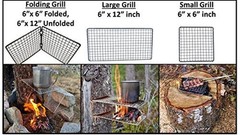 Portable Bushcraft Stainless BBQ Cooking Grill Grate, Folding Grill & Bag