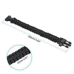 Survival Paracord Bracelets, 2 Pack Braided Bracelet, Black
