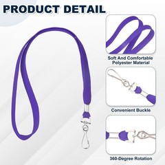 25Pcs 17.3″ Polyester Flat Lanyard with Clasp for Keys, Purple