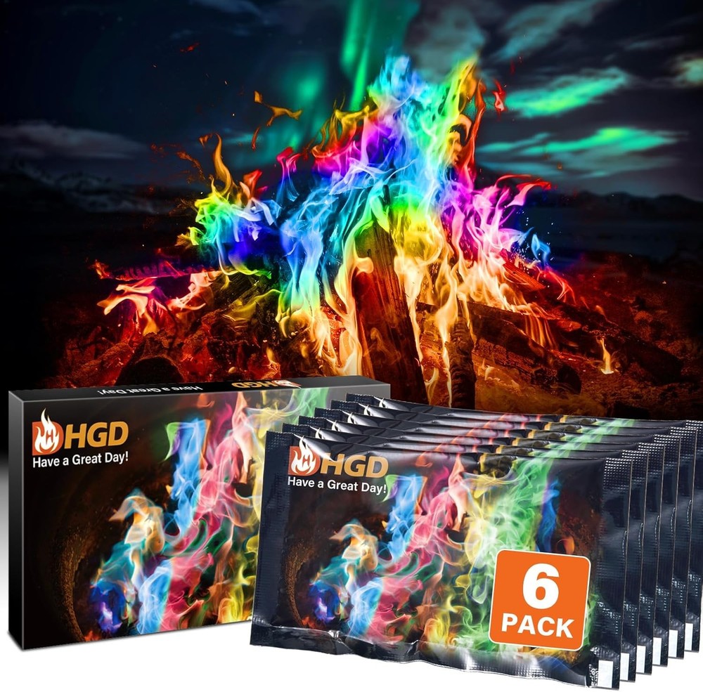 “HGD 6 Pack Magic Fire Color Packets for Campfire Fireplace Rainbow Flames”