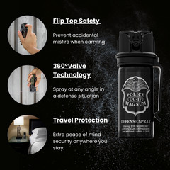 Police Magnum Pepper Spray 2 PCK 2oz Stream Flip Top Belt Clip Self Defense OC
