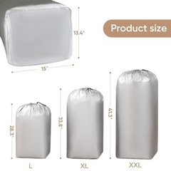 OMVMO 2 Pack Laundry Bag，Drawstring Bag,Storage Bag for XXL – 2Pcs, Silver