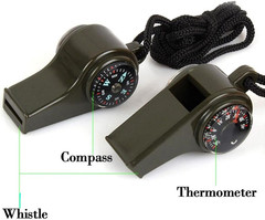 2PCS 3-In-1 Whistle,Multifunction Outdoor Whistles Tools with Compass and Thermo