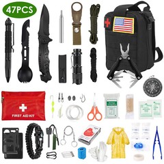 New 47-Piece Emergency Survival Kit – Gear and First Aid for Hiking and Camping