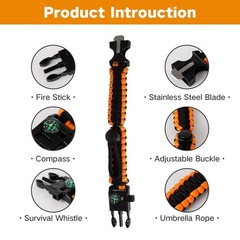 Paracord Survival Bracelet, 6 Piece Set Survival Bracelet for Men Women, Out…