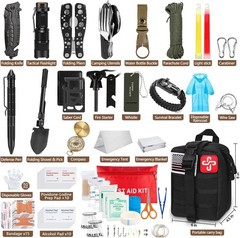 238-Pcs Professional Survival Kit with Tactical Pouch & Emergency Tent