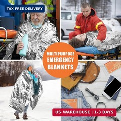 QIO CHUANG Emergency Mylar Thermal Blankets -Space Blanket Survival kit Camping