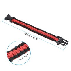 Survival Paracord Bracelets, 2 Pack Braided Bracelet, Black, Red