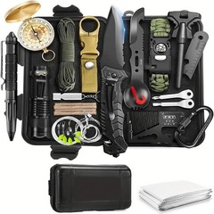 19 In 1 Emergency Survival Kit Tactical Gear Knife Compass Mens Camping Gift