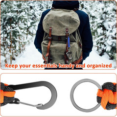 2 Pcs Paracord Keychain, Heavy Duty Key Chain Military Braided Key Chain