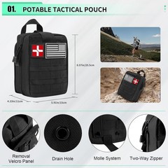 Survival First Aid Kit 171pcs with Gear Emergency Tent and MOLLE Nylon Bag for