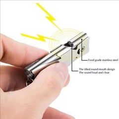 1pc Double Tube Survival Whistle Keychain 180dB Outdoor Emergency Tool – NEW